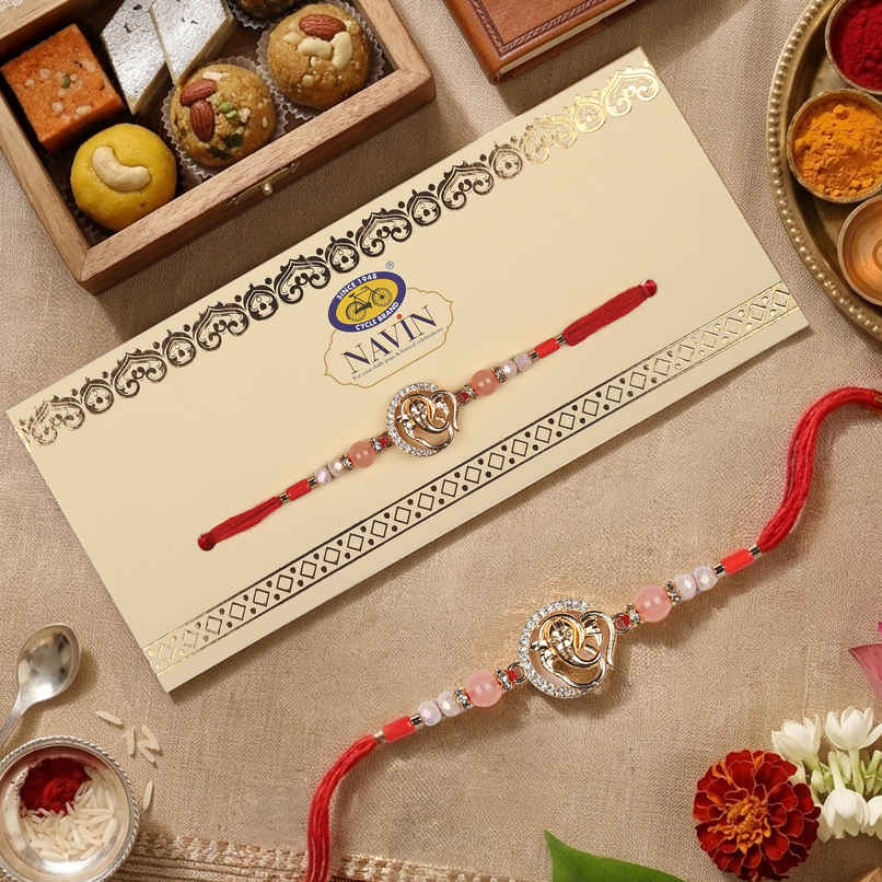 Navin Zirconia Rakhi with Ganesha Motif | Religious | Pack of 1 | Cycle Pure