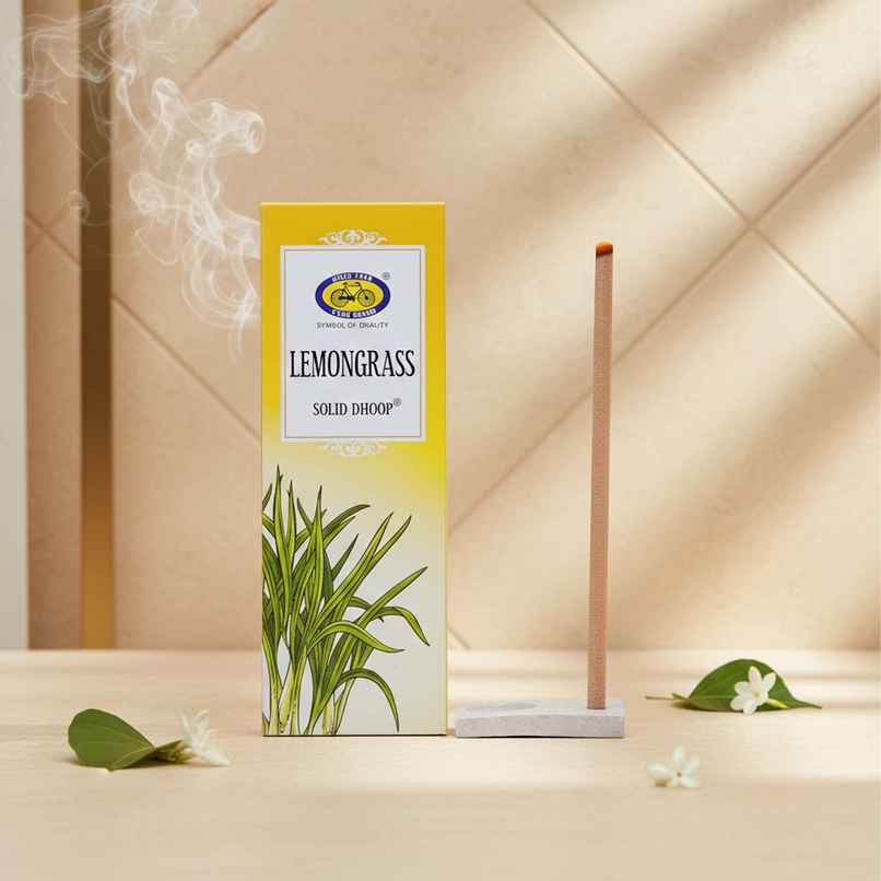 Pure Lemongrass Bambooless Solid Dhoop Stick | 6 Inch | 50 Sticks Pack | Cycle