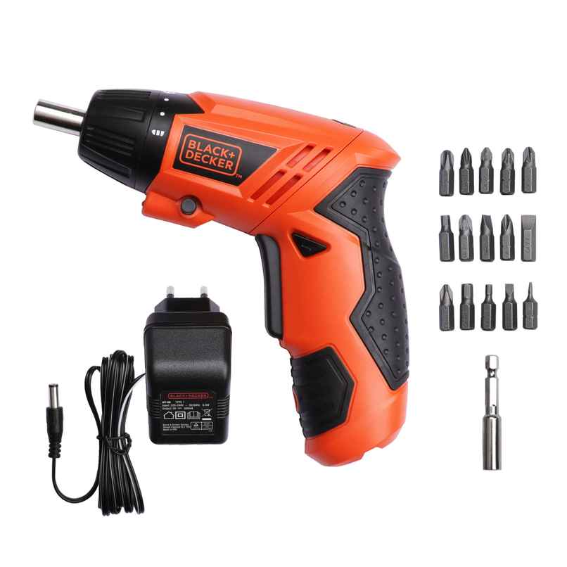 BLACK+DECKER KC4815 4.8V 200 RPM Cordless Screwdriver Set with LED Worklight, 15-Pc. Screw Bits Set
