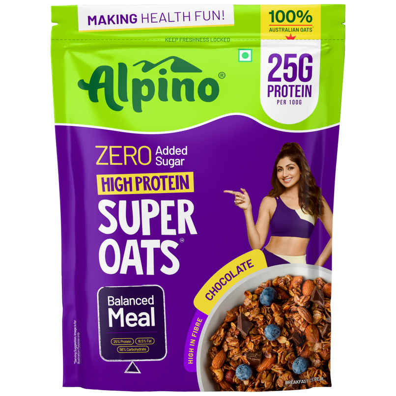 Alpino 25g High Protein Super Oats Chocolate with Almonds & Raisins | No Added Sugar & Salt