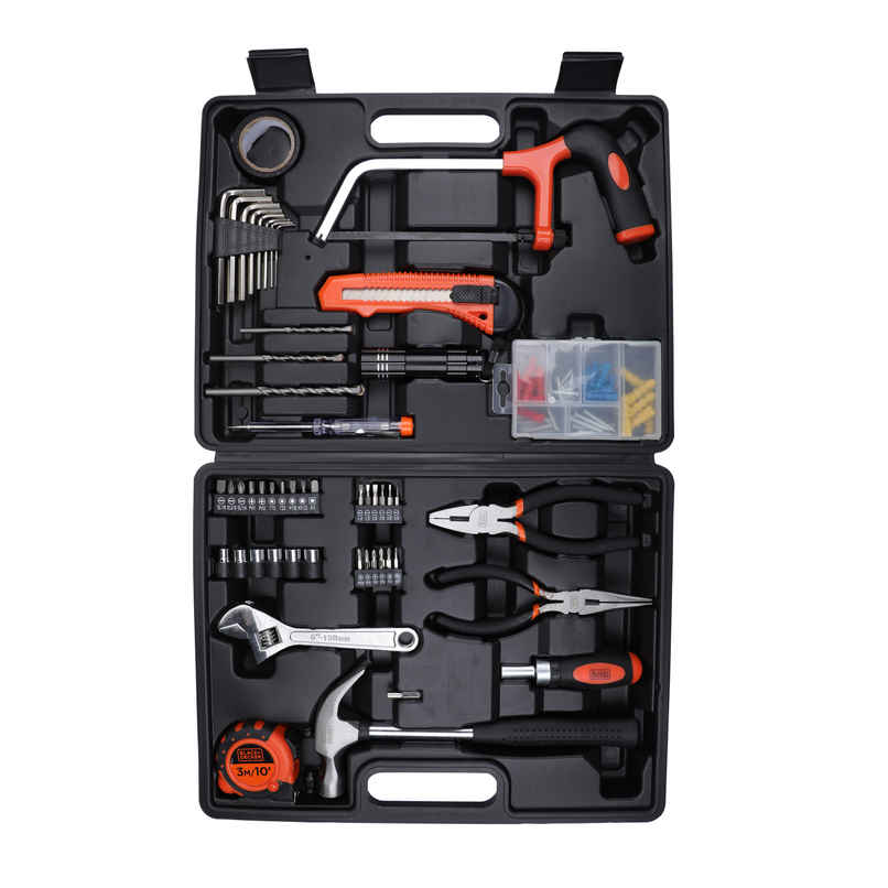 BLACK+DECKER BMT108C Hand Tool Kit for Home & DIY Use, 108-Piece, Orange and Black
