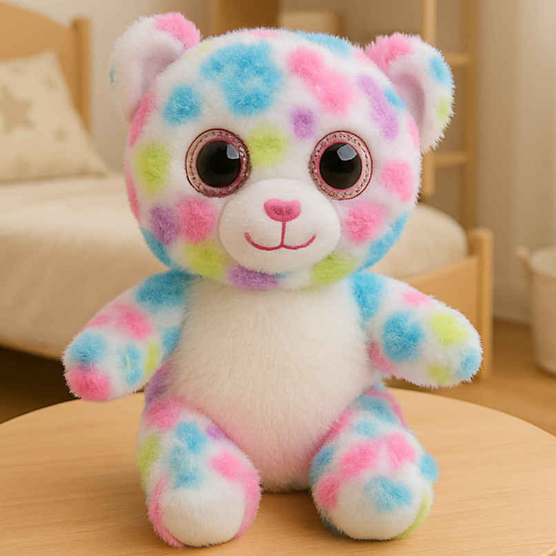 Spanker Multicolor Teddy Soft Toy Plush Bear with Glitter Eyes for Kids | 20 cm Spanker Multicolor Teddy Soft Toy Plush Bear with Glitter Eyes for Kids | 20 cm