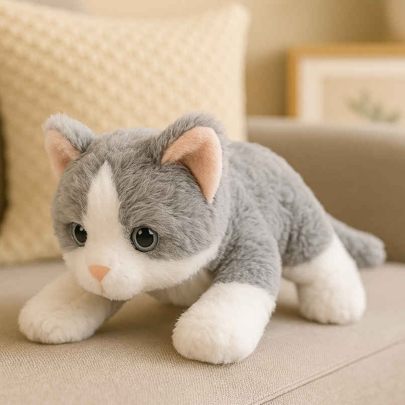 Spanker Cute Kitten Soft Toy Ultra Soft Plush Cat for Kids Grey | 25 cm