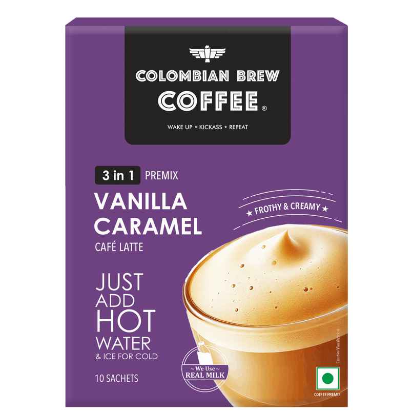 Colombian Brew Vanilla Caramel Coffee Premix | 10 Sachets