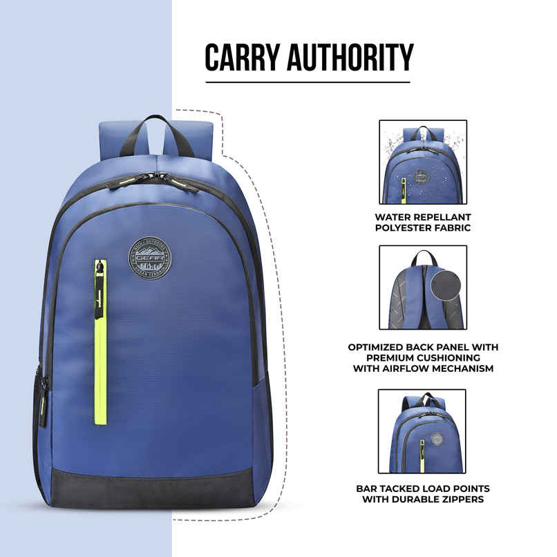 Gear Unisex Polyester 19 L Backpack | Navy Blue and Green Gear Unisex Polyester 19 L Backpack | Navy Blue and Green