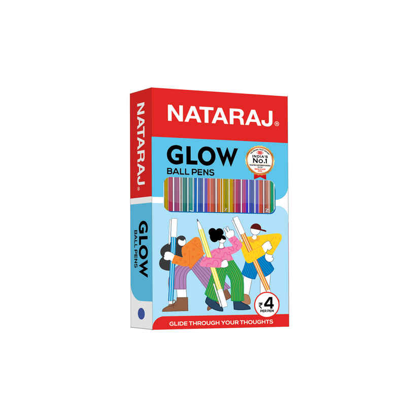 Nataraj 621 Glow Ball Pen | Comfortable Grip | Non-fading Ink | Smooth Writing | Blue