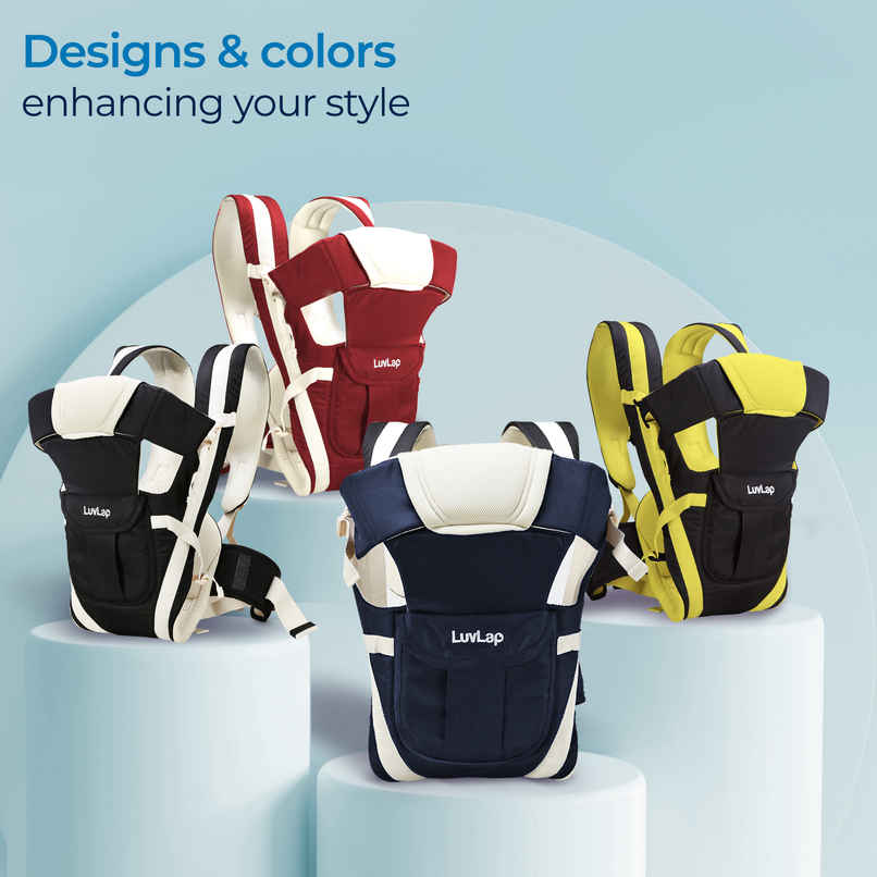 LuvLap Elegant Baby Carrier 4 Carry Positions Cushioned Leg Support Navy Blue