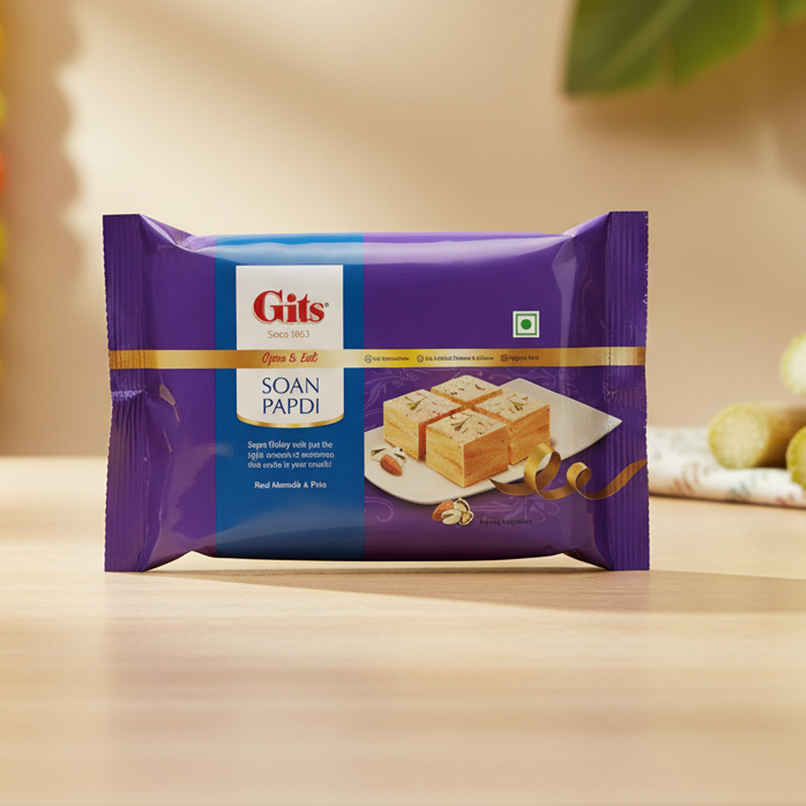 Gits Soan Papdi | Real Almonds & Pista | Soft & Enjoyable