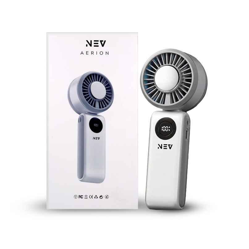 NEV Aerion Portable Fan with Icing Pad | Bendable Head, Handheld and Desktop | 4000 mAh