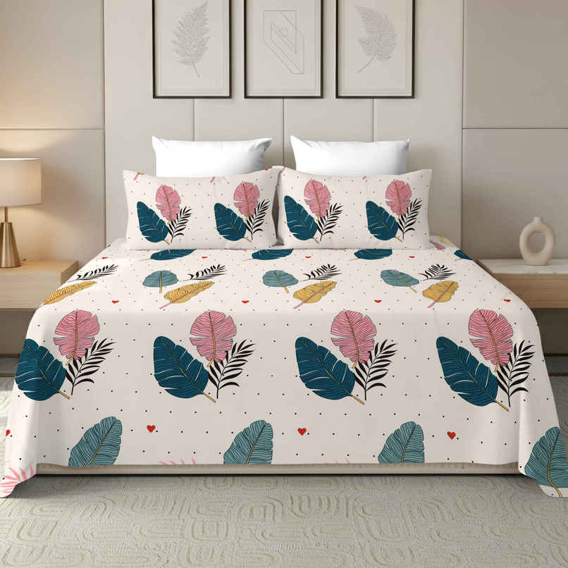 Dream Living 115 GSM Double Bedsheet Set |220 x 250 cm| With 2 Pillow Covers
