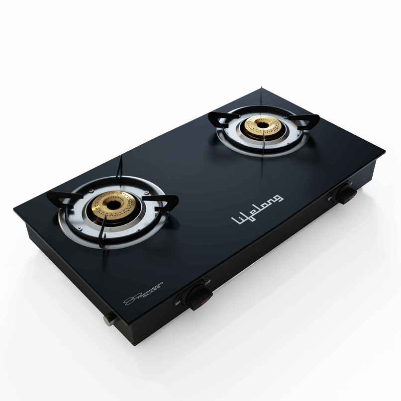 Lifelong 2 Burner Gas Stove Top for Kitchen | Manual Ignition| ISI Certified | Compatible with LPG