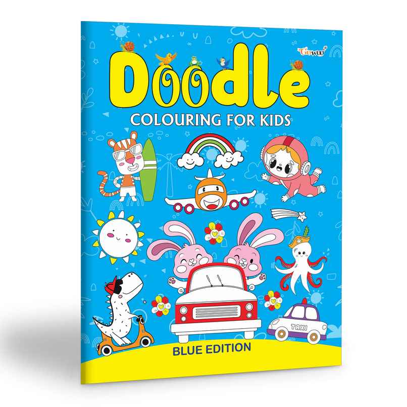 Doodle Colouring for Kids - Blue Edition - Fun Colouring Book for Children, Creative Colouring Book