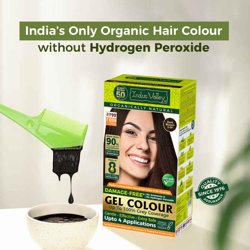 Indus Valley Gel Hair Colour for Women & Men Damage, Ammonia&PPD Free Hair Color | Dark Brown