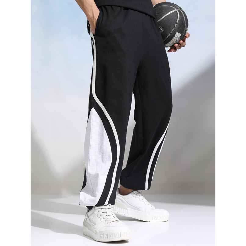 Highlander Men's Relaxed Fit Side Panel Cut Jogger Trouser | Black & Grey Melange - 32