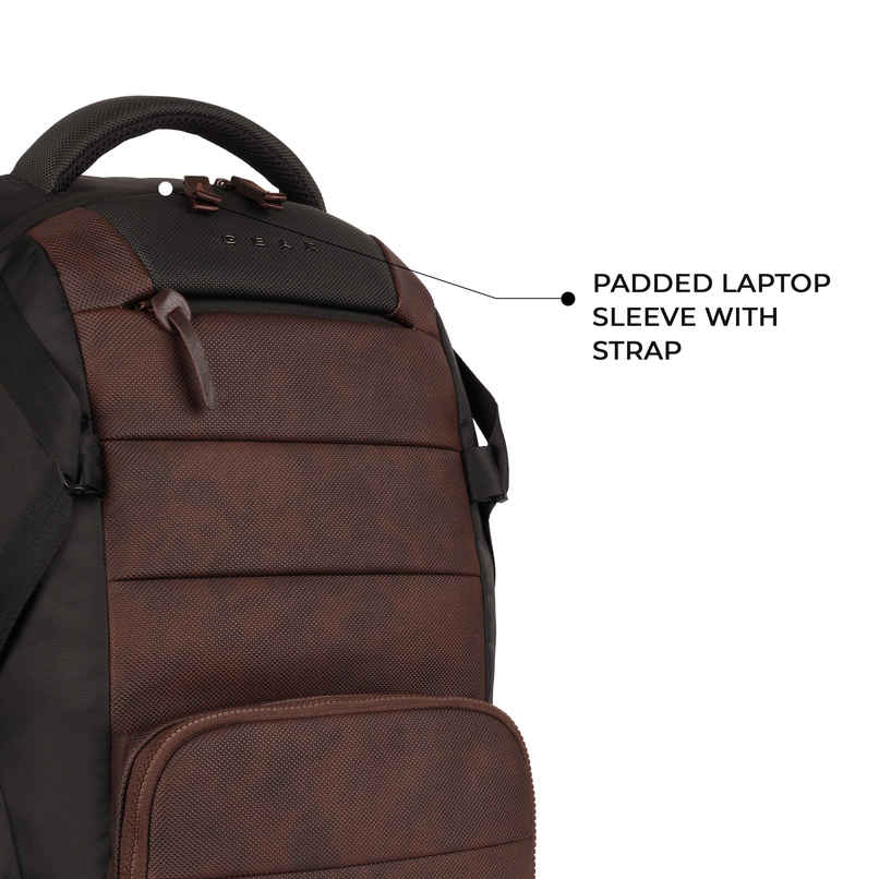 Gear Aspire 4 Faux Leather Laptop Backpack Brown Black