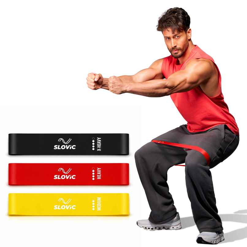 Slovic Natural Rubber Mini Loop Exercise Band Set of 3 for Full Body Workout | Multicolor