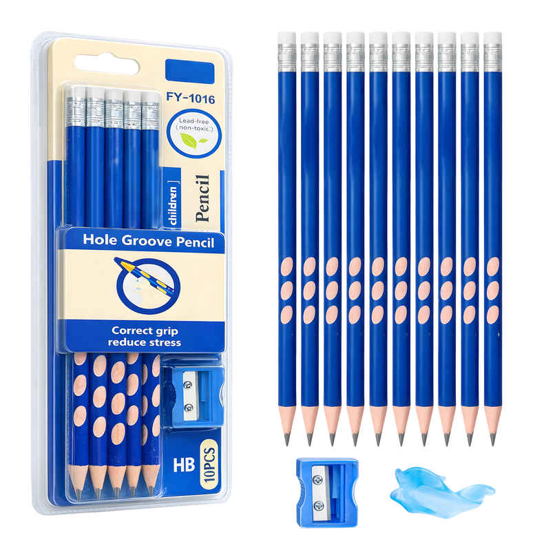 Toyshine HB Pencil Groove Grip with Eraser Sharpener Pencil Cap | Blue Toyshine HB Pencil Groove Grip with Eraser Sharpener Pencil Cap | Blue