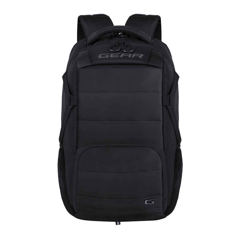Gear Unisex Solid Artificial Leather 30 L Laptop Backpack | Black - One Size