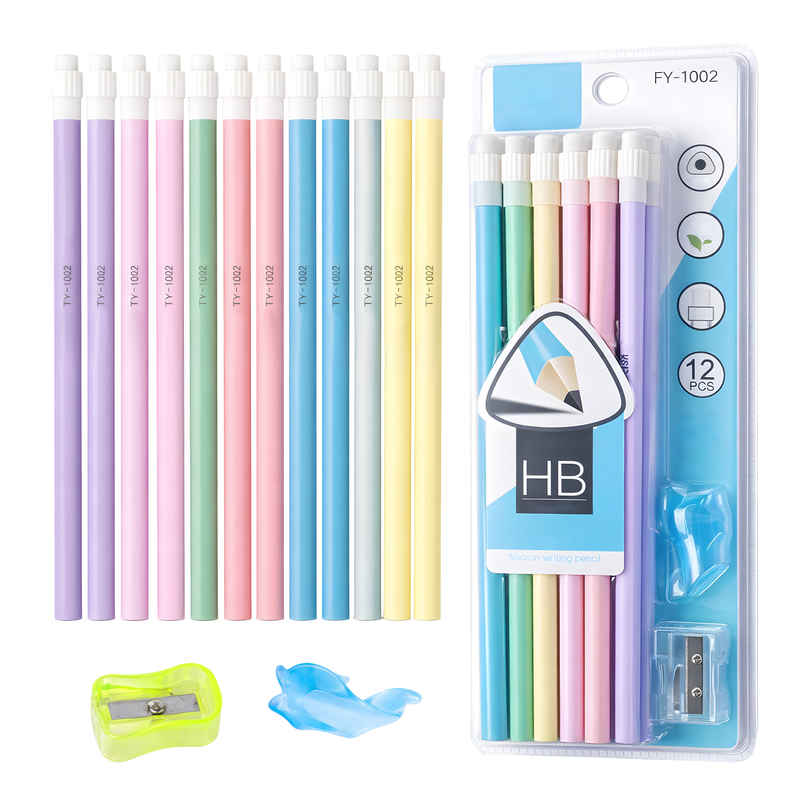 Toyshine Triangular HB Pencil with Eraser Sharpener Pencil Cap Toyshine Triangular HB Pencil with Eraser Sharpener Pencil Cap