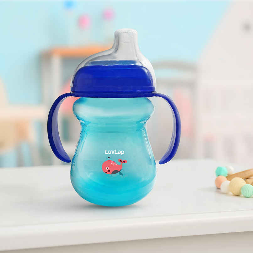 LuvLap Mobby Little Spout Sipper, 240ml, Anti-Spill Sippy Cup with Soft Silicone Spout, BPA Free