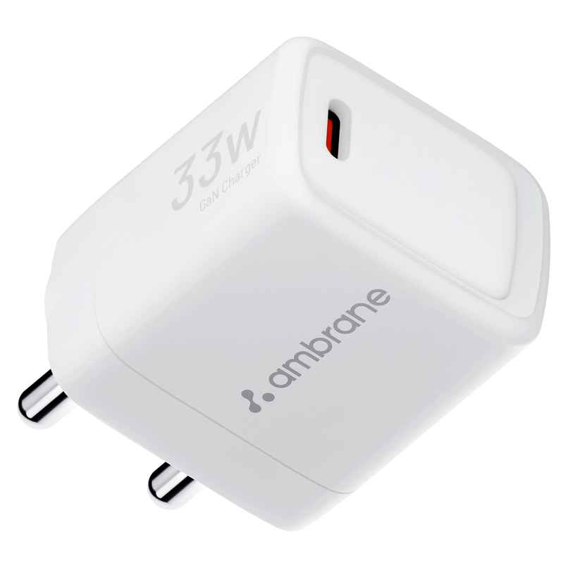 Ambrane Charge 33 Black Wall Charger for iphones Android Taples Type C | White