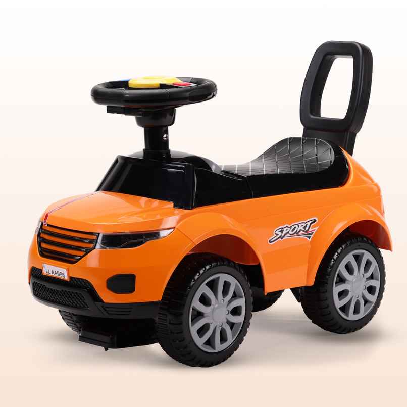 LuvLap Starlight Ride On Car with Music Horn Push Handle Backrest Guard Orange for Kids 1-3 Years