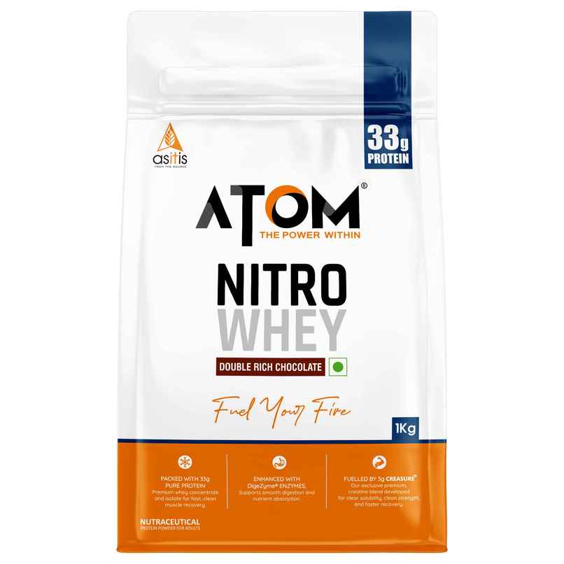 AS-IT-IS Nutrition ATOM Nitro Whey with Creasure 1kg | Double Rich Chocolate