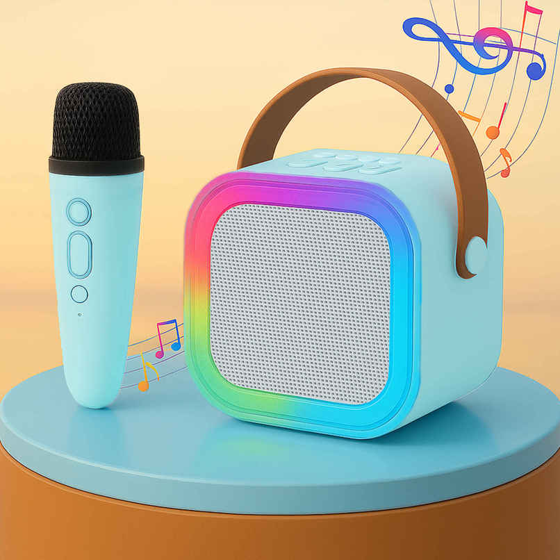 Kidsmate Mini Karaoke Machine with Wireless Mic for Kids | Blue Kidsmate Mini Karaoke Machine with Wireless Mic for Kids | Blue