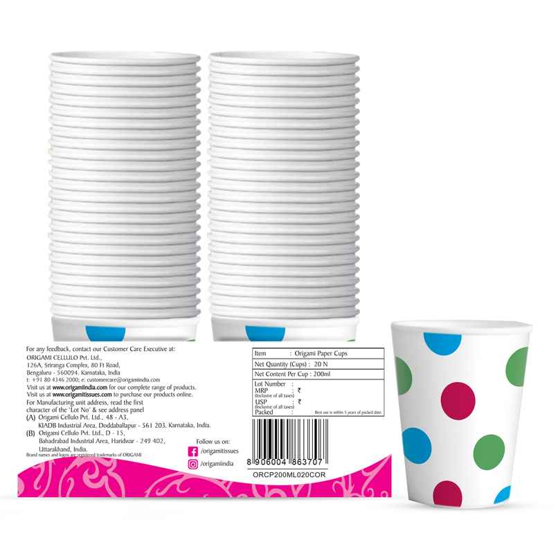 Disposable Printed Paper Cups | 200 ml | Origami Disposable Printed Paper Cups | 200 ml | Origami