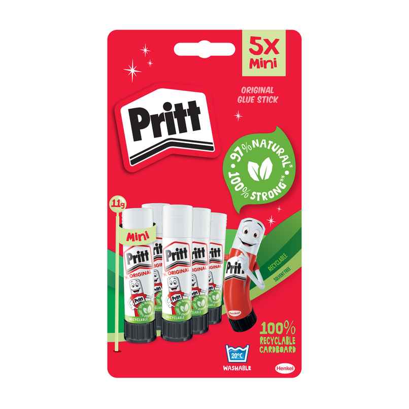 Pritt Glue Stick | Safe & Child-Friendly | Ideal For School&Oiffice | Clear Glue - Pack Of 5