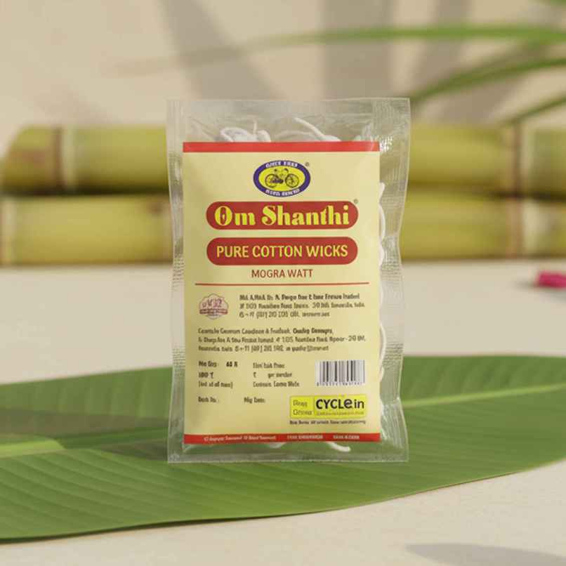 Pure Om Shanthi Cotton Wicks Mogra Watt | 60N | Cycle