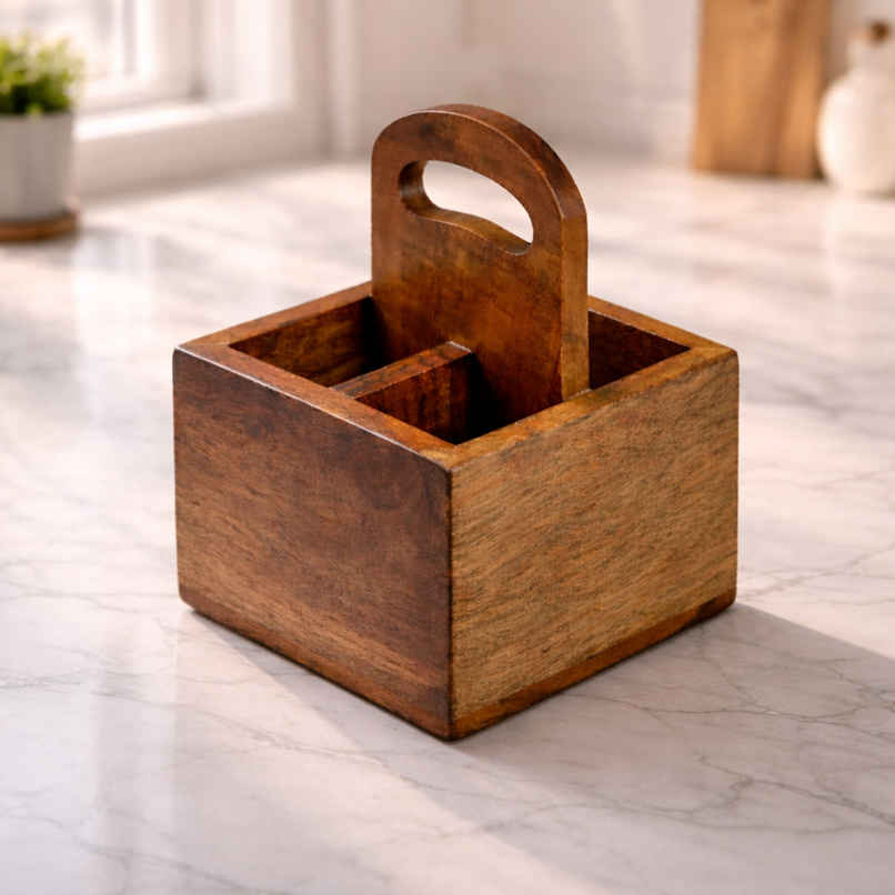 Estoria Collective Acacia Wooden Cutlery Holder 3 Partition Estoria Collective Acacia Wooden Cutlery Holder 3 Partition