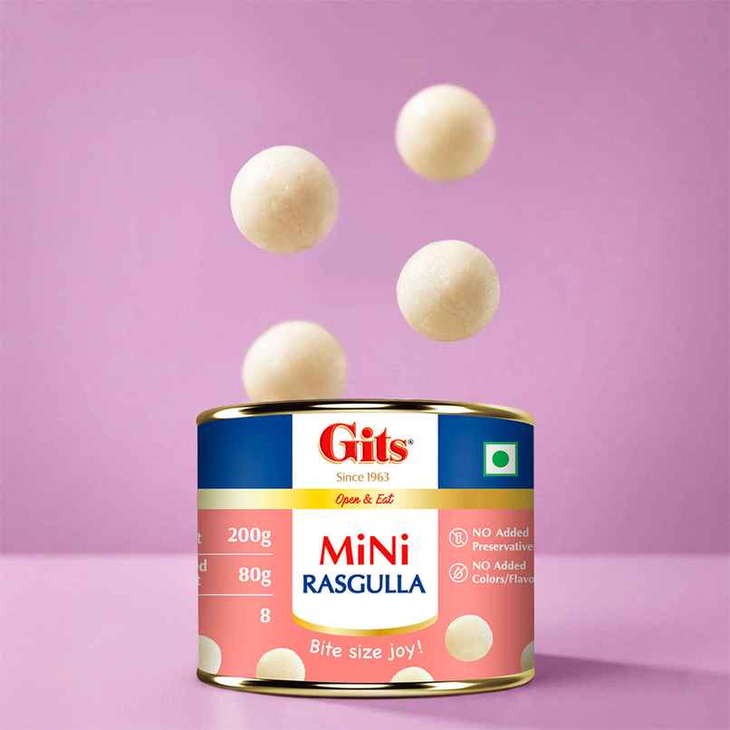 Gits MiNi Rasgulla Open & Eat Tin | Soft & Juicy Gits MiNi Rasgulla Open & Eat Tin | Soft & Juicy