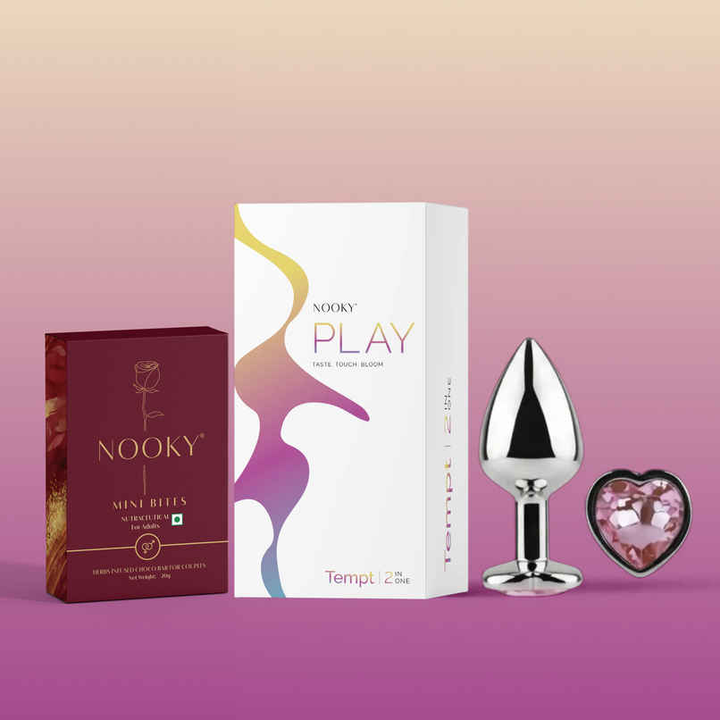 Nooky Tempt 2 in 1 Intimacy Kit Metal Plug and Aphrodisiac Chocolate