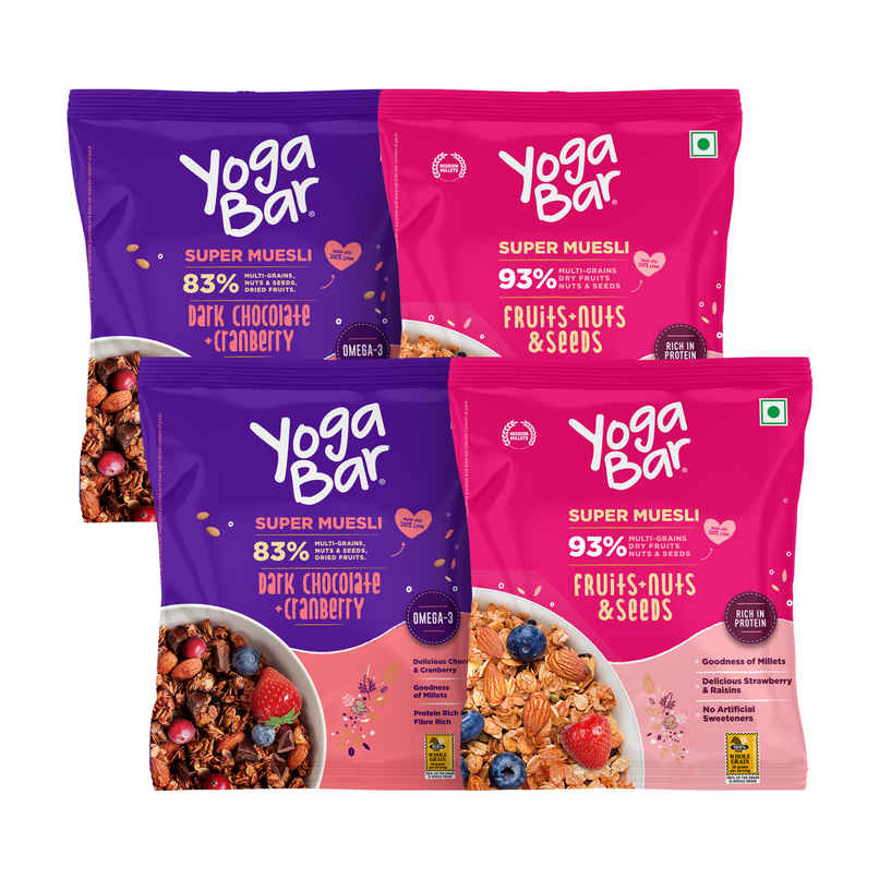 Yoga Bar Dark Chocolate + Cranberry & Fruit + Nuts & Seeds Muesli