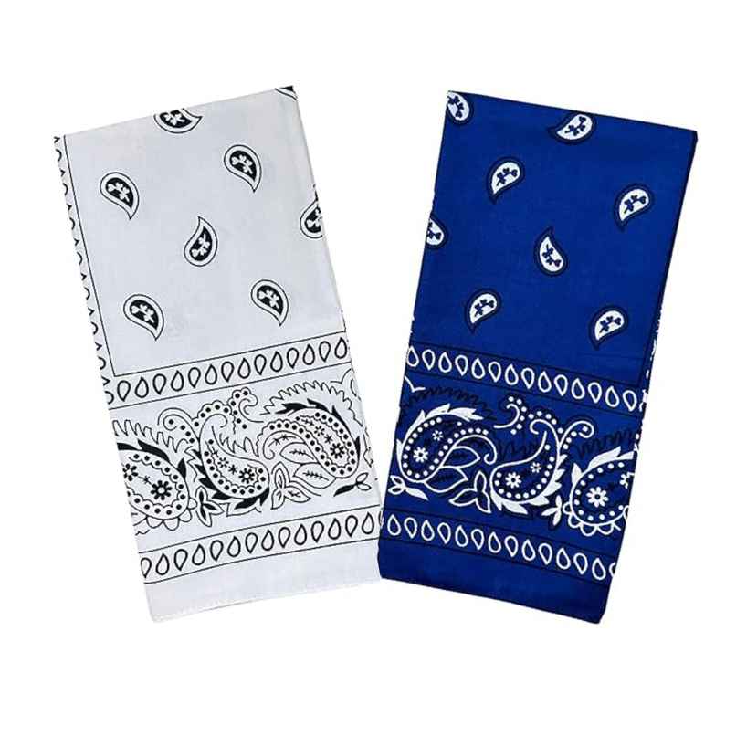 Royal Mart Premium Cotton Bandana Set | Classic Blue & White