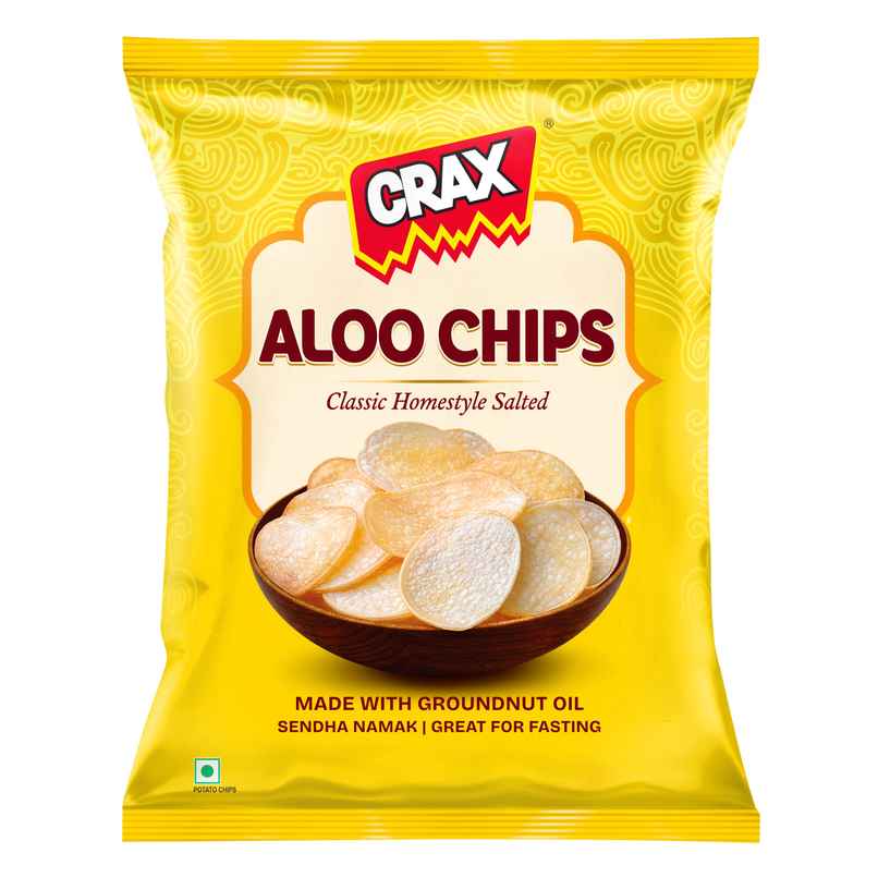 Crax Homestyle Aloo Chips | Vrat Mota Chips | Classic Salted Crax Homestyle Aloo Chips | Vrat Mota Chips | Classic Salted