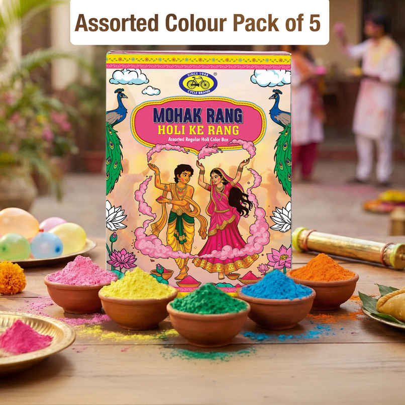 Mohak Rang Holi Ke Rang Assorted Regular Holi Colour Box | 5 x 75 g | Cycle