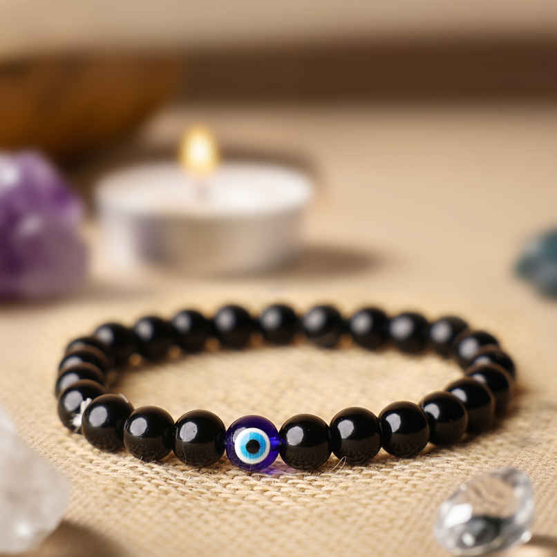 Cycle Pure Om Shanthi Blue Quartz Evil Eye Bracelet Protection From Negativity