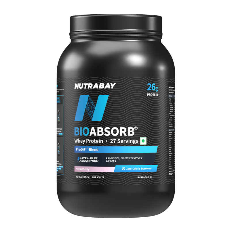 Nutrabay BioAbsorb Whey Protein Powder - Strawberry