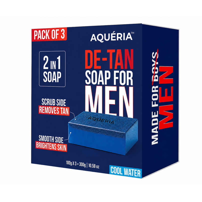 Aqueria 2-in-1 De-Tan & Brightening Bath Soap for Men | Cool Water Fragrance