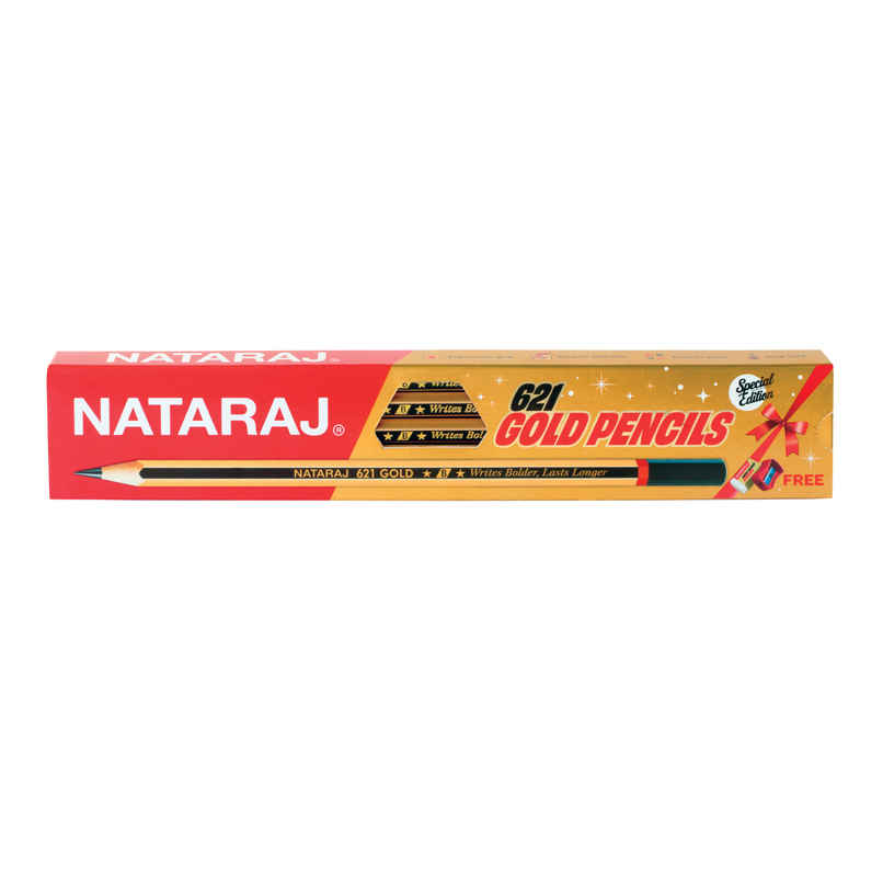 Nataraj 621 Special Edition Gold Pencils | Ergonomic Grip | Easy to Sharpen & Erase | Bold Lead
