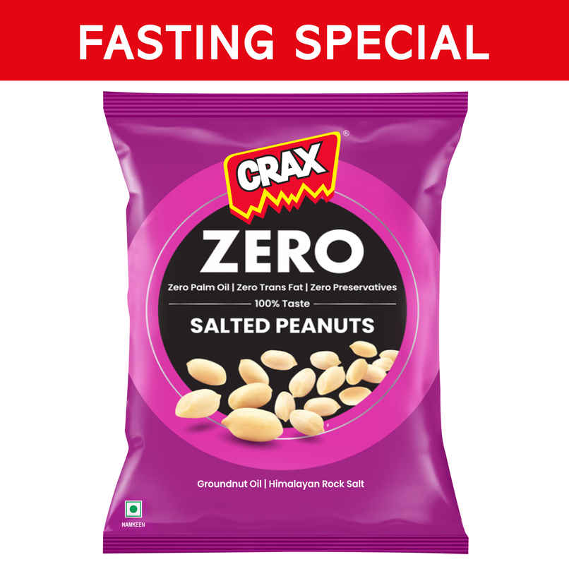 Crax Zero No Palm Oil Salted Peanuts Namkeen Snacks with Himalayan Rock Salt | Fasting Special Crax Zero No Palm Oil Salted Peanuts Namkeen Snacks with Himalayan Rock Salt | Fasting Special