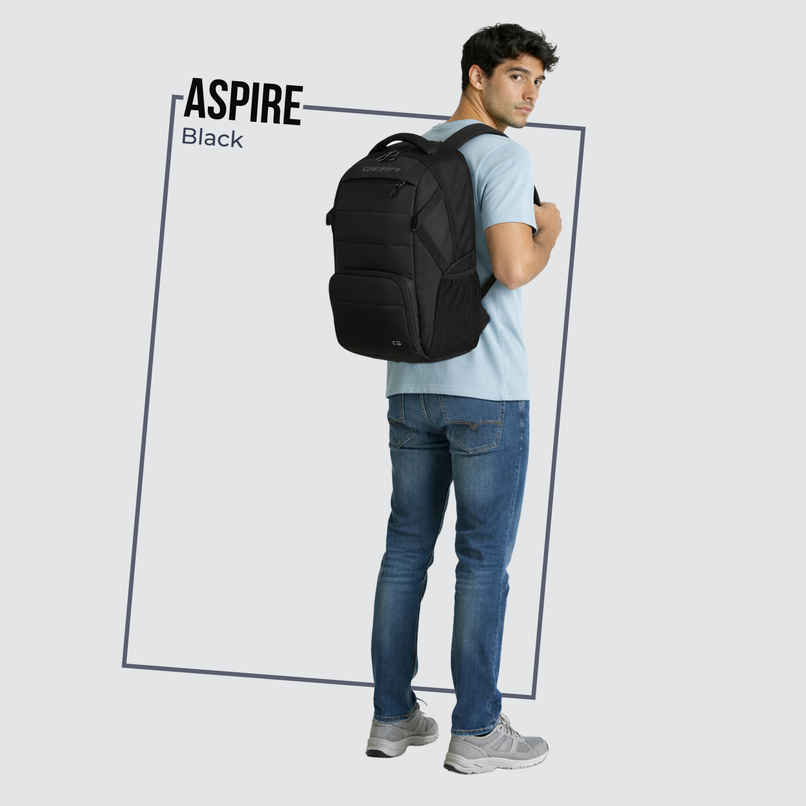 Gear Unisex Solid Artificial Leather 30 L Laptop Backpack | Black - One Size