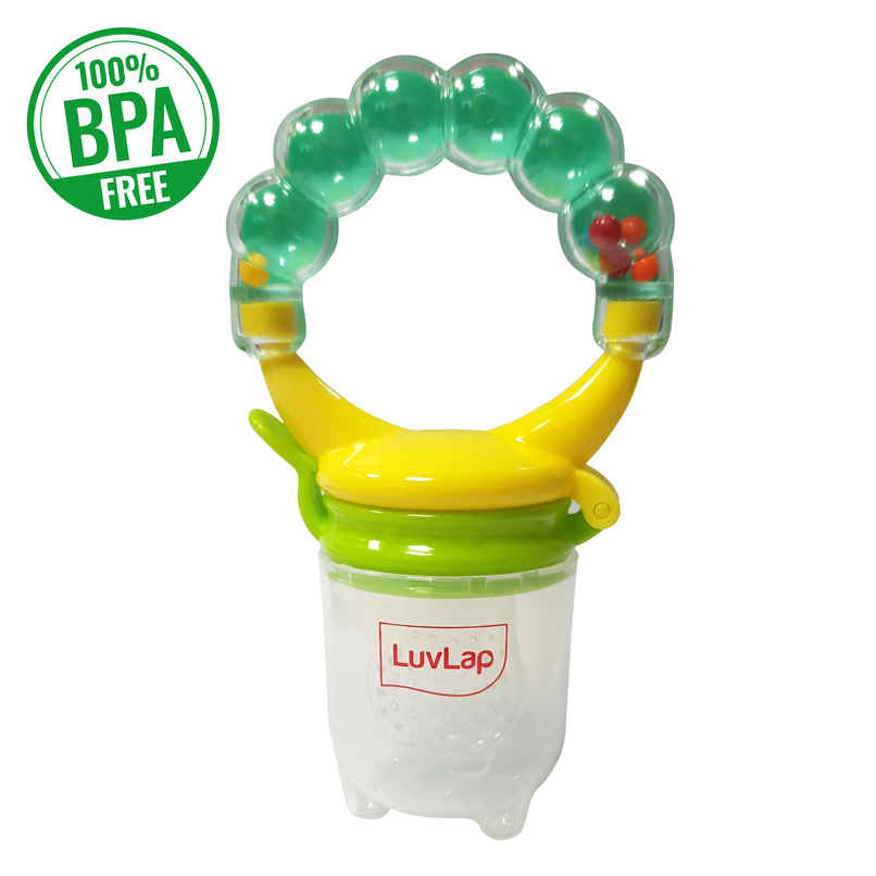 LuvLap Silicone Food Fruit Nibbler with Extra Mesh Infant Pearly Green BPA Free