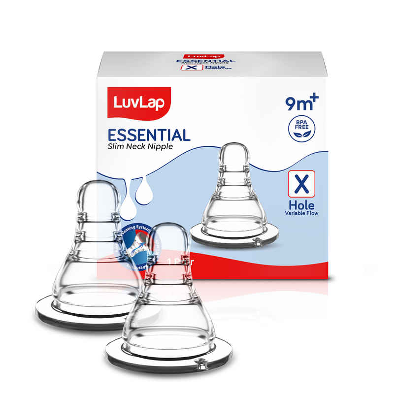 Luvlap Anti Colic Essential Teat Nipple for Slim Neck Bottle Variable Flow 9m Luvlap Anti Colic Essential Teat Nipple for Slim Neck Bottle Variable Flow 9m