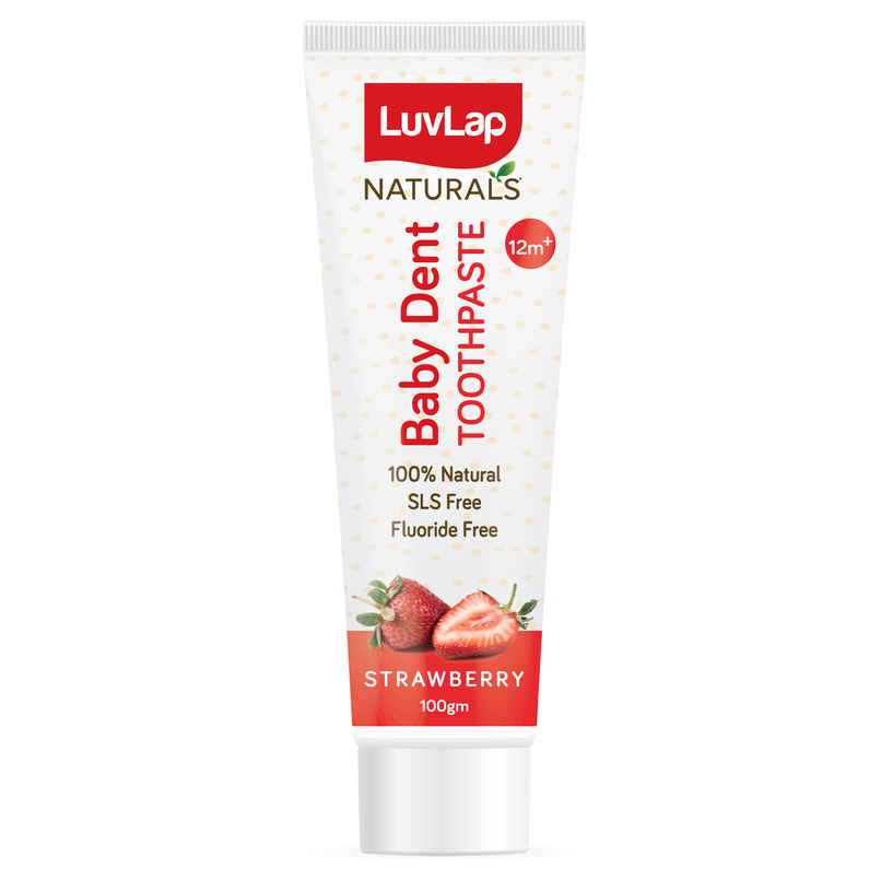 LuvLap 100% Natural Baby Toothpaste, Strawberry Flavour, Prevents Bacteria, Removes Plaque, 12M+