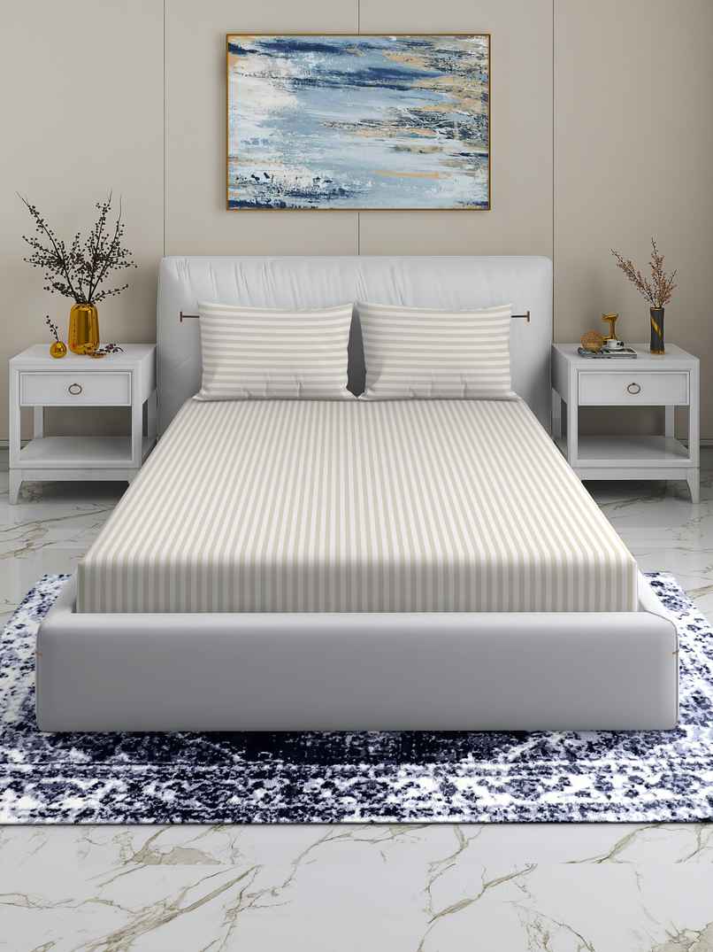 Homeharmony Double Plain Beige Lining Bedsheet | With 2 Pillow Covers | Beige | 87 x 98 in Homeharmony Double Plain Beige Lining Bedsheet | With 2 Pillow Covers | Beige | 87 x 98 in