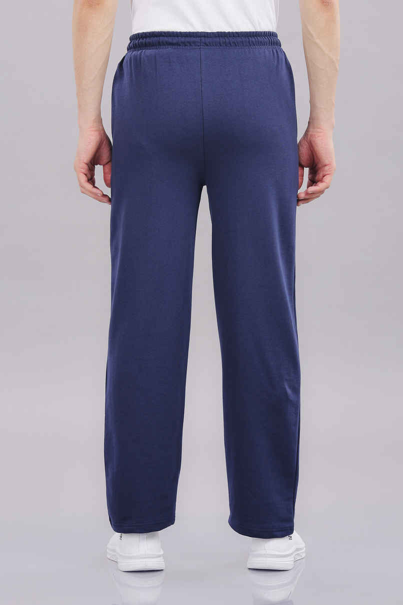 Springman Men's Solid Cotton Rich French Terry Baggy Track Pant | Blue - 2XL