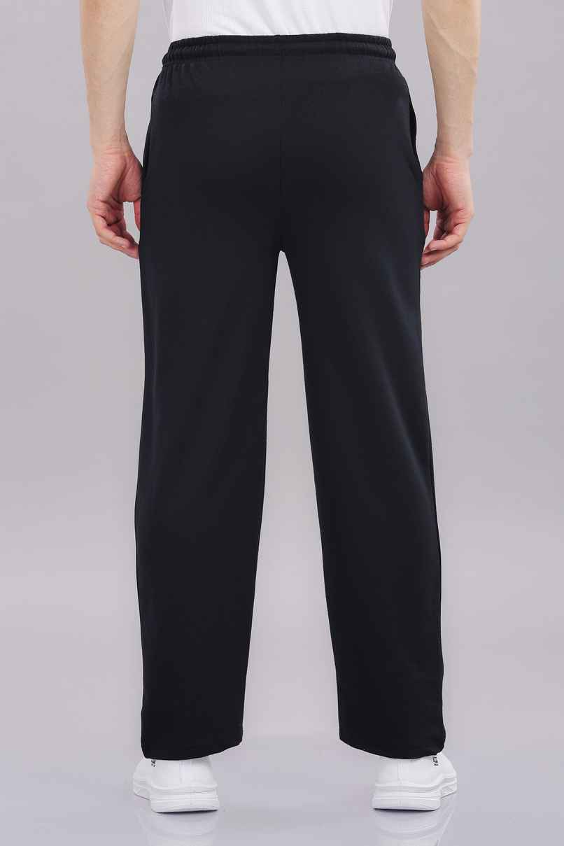 Springman Men's Solid Cotton Rich French Terry Baggy Track Pant | Black - S